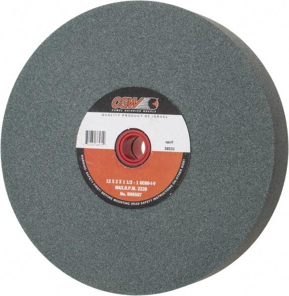 Camel Grinding Wheels - 60 Grit Silicon Carbide Bench & Pedestal Grinding Wheel - 12" Diam x 1-1/4" Hole x 2" Thick, 2220 Max RPM, I Hardness, Medium Grade , Vitrified Bond - Exact Industrial Supply