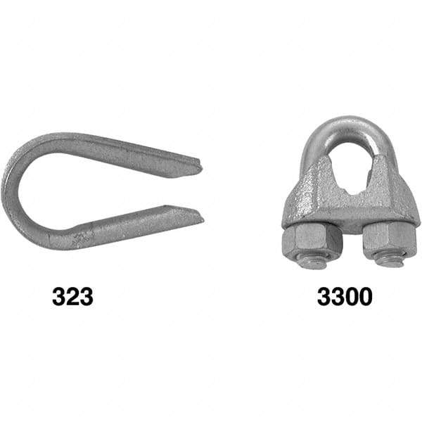 Campbell - 3/16" Wire Rope Clips - 1/4-20, Steel, Electro Galvanized - Exact Industrial Supply