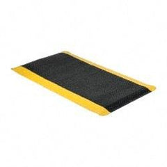 Wearwell - 5' Long x 3' Wide, Dry Environment, Anti-Fatigue Matting - Black with Yellow Borders, Vinyl with Nitrile Blend Base, Beveled on 4 Sides - Exact Industrial Supply