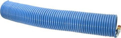 Coilhose Pneumatics - 1/4" ID, 1/4 Thread, 50' Long, Blue Nylon Coiled & Self Storing Hose - 220 Max psi, Male Swivel x Male Swivel - Exact Industrial Supply