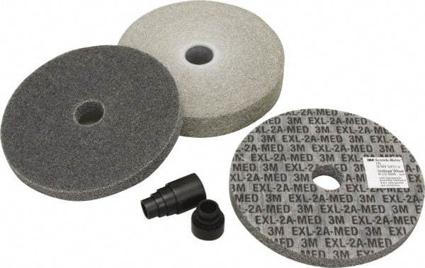 3M - 4 Piece Deburring Kit - 6" Diam Deburring & Unitized Wheels, Aluminum Oxide, 7500 RPM, Medium Grade - Exact Industrial Supply