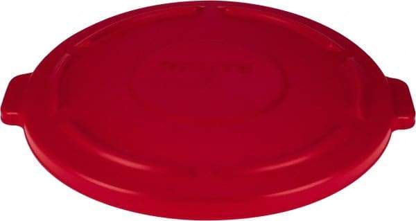 Rubbermaid - Round Lid for Use with 44 Gal Round Trash Cans - Red, Polyethylene, For Brute Trash Cans - Exact Industrial Supply