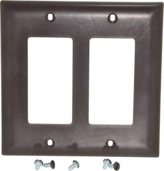 Pass & Seymour - 2 Gang, 4-3/4 Inch Long x 4-11/16 Inch Wide, Standard Switch Plate - Decorator Switch, Brown, Nylon - Exact Industrial Supply