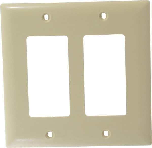 Pass & Seymour - 2 Gang, 4-3/4 Inch Long x 4-11/16 Inch Wide, Standard Switch Plate - Decorator Switch, Ivory, Nylon - Exact Industrial Supply