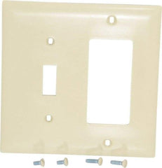 Pass & Seymour - 2 Gang, 4-1/2 Inch Long x 4-3/4 Inch Wide, Standard Combination Wall Plate - One Toggle Switch/One Decorator Switch, Ivory, Nylon - Exact Industrial Supply