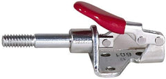 De-Sta-Co - 16,000 Lb Load Capacity, Flanged Base, Carbon Steel, Standard Straight Line Action Clamp - 4 Mounting Holes, 0.41" Mounting Hole Diam, 0.99" Plunger Diam, Straight Handle - Exact Industrial Supply