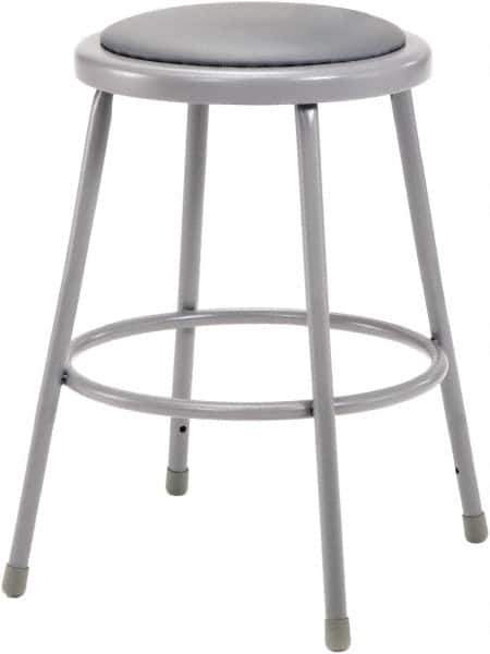 NPS - 24 Inch High, Stationary Fixed Height Stool - 15 Inch Deep x 15 Inch Wide, Vinyl Seat, Grey - Exact Industrial Supply