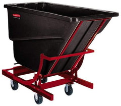 Rubbermaid - 750 Lb Load Capacity, 1/2 Cu Yd, Polyethylene Self-Dumping Hopper - 26-1/4" Wide x 55" Long x 47-3/4" High, Black - Exact Industrial Supply