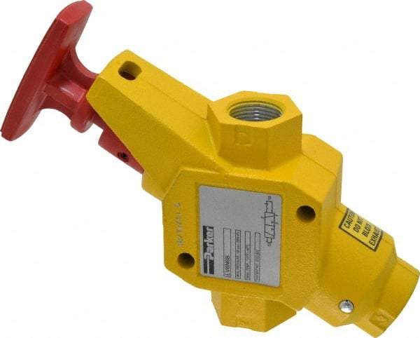 Parker - 3/4" NPT Safety Lockout Valve - 3-Way, 2 Position, Handle, 9.5 CV Rate, 250 Max psi & 160°F Max Temp - Exact Industrial Supply