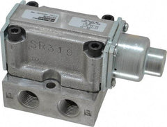 Parker - 1.5 CV Rate, 3/8" NPT Inlet HD Mechanical Oper Valve - 4 Way, 2 Position, 3/8" NPT Outlet, 150 Max psi, Air Pilot Spring Return - Exact Industrial Supply