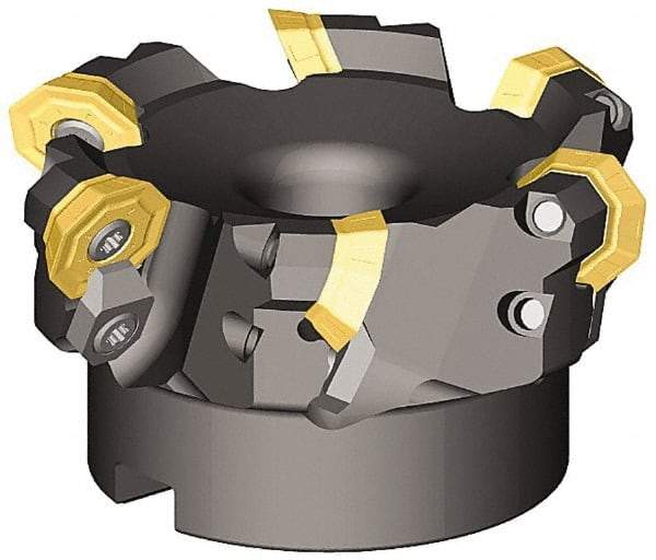 Kennametal - 5" Cut Diam, 1-1/2" Arbor Hole, 3.5mm Max Depth of Cut, 43° Indexable Chamfer & Angle Face Mill - 12 Inserts, OF.T 06L5... Insert, Right Hand Cut, 12 Flutes, Series KSOM Mini - Exact Industrial Supply