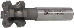 Whitney Tool Co. - 1/4" Radius, 1/2" Circle Diam, 1-1/2" Cutter Diam, 1" Cutting Width, Shank Connection, Concave Radius Cutter - 3/4" Shank Diam, 4" OAL, Carbide-Tipped, Uncoated, Profile Ground, 6 Teeth, Weldon Flat - Exact Industrial Supply