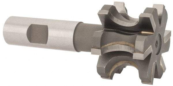 Whitney Tool Co. - 3/8" Radius, 3/4" Circle Diam, 1-7/8" Cutter Diam, 1-1/4" Cutting Width, Shank Connection, Concave Radius Cutter - 3/4" Shank Diam, 4" OAL, Carbide-Tipped, Uncoated, Profile Ground, 6 Teeth, Weldon Flat - Exact Industrial Supply