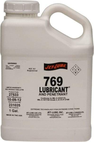 Jet-Lube - 1 Gal Bottle Thin Oily Film Penetrant/Lubricant - Clear Amber, Food Grade - Exact Industrial Supply