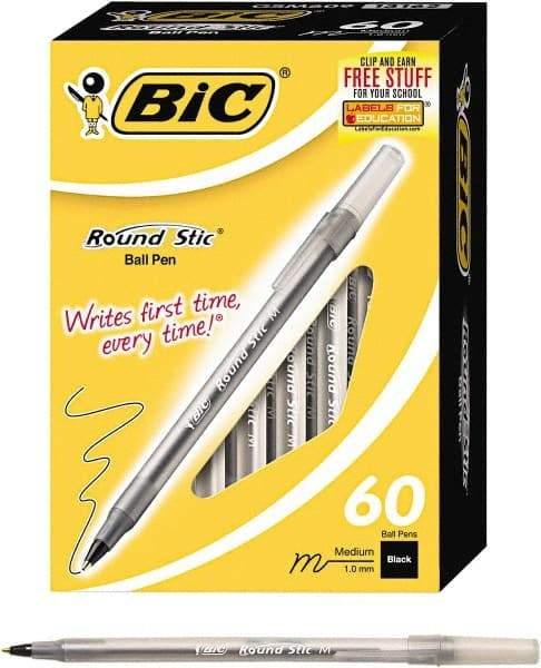 Bic - Ball Point Round Stick Grip Pen - Black - Exact Industrial Supply