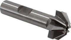 Made in USA - 3/4" Large x 5/16" Small Diam, 3/8" Width of Cut, 90° Included Angle, 8 Teeth, High Speed Steel Face Angle Cutter - 3/8" Shank Diam, 1-15/16" Overall Length, Weldon Flat - Exact Industrial Supply
