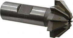 Made in USA - 1-1/4" Large x 1/2" Small Diam, 17/32" Width of Cut, 90° Included Angle, 10 Teeth, High Speed Steel Face Angle Cutter - 5/8" Shank Diam, 2-13/32" Overall Length, Weldon Flat - Exact Industrial Supply