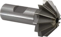 Made in USA - 1-5/8" Large x 5/8" Small Diam, 11/16" Width of Cut, 90° Included Angle, 12 Teeth, High Speed Steel Face Angle Cutter - 3/4" Shank Diam, 2-11/16" Overall Length, Weldon Flat - Exact Industrial Supply