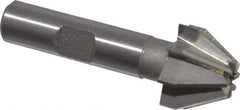 Made in USA - 3/4" Large x 5/16" Small Diam, 17/32" Width of Cut, 60° Included Angle, 8 Teeth, Cobalt Face Angle Cutter - 3/8" Shank Diam, 2-3/32" Overall Length, Weldon Flat - Exact Industrial Supply
