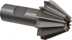 Made in USA - 1-5/8" Large x 5/8" Small Diam, 1-1/16" Width of Cut, 60° Included Angle, 12 Teeth, Cobalt Face Angle Cutter - 3/4" Shank Diam, 3-1/16" Overall Length, Weldon Flat - Exact Industrial Supply