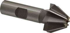 Made in USA - 1" Large x 3/8" Small Diam, 11/16" Width of Cut, 60° Included Angle, 8 Teeth, High Speed Steel Face Angle Cutter - 1/2" Shank Diam, 2-13/32" Overall Length, Weldon Flat - Exact Industrial Supply