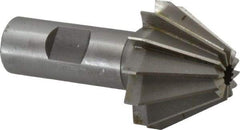 Made in USA - 1-5/8" Large x 5/8" Small Diam, 11/16" Width of Cut, 60° Included Angle, 12 Teeth, High Speed Steel Face Angle Cutter - 3/4" Shank Diam, 3-1/16" Overall Length, Weldon Flat - Exact Industrial Supply