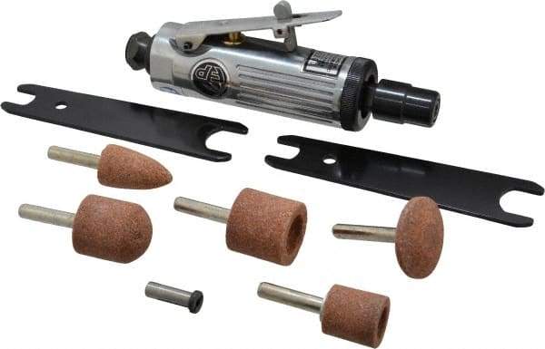 Florida Pneumatic - 1/4" Collet, Straight Handle, Straight Air Die Grinder - 25,000 RPM, Rear Exhaust, 4 CFM, 0.33 hp, 90 psi, 1/4 NPT - Exact Industrial Supply