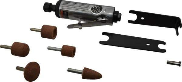 Florida Pneumatic - 1/4" Collet, Straight Handle, Straight Air Die Grinder - 25,000 RPM, Rear Exhaust, 4 CFM, 0.33 hp, 90 psi, 1/4 NPT - Exact Industrial Supply