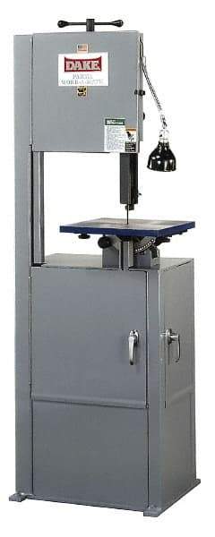 Dake - 14 Inch Throat Capacity, Step Pulley Vertical Bandsaw - 70, 140, 270, 540 SFPM, 1 HP, Three Phase - Exact Industrial Supply