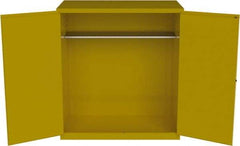 Jamco - 59" Wide x 34" Deep x 65" High, Steel Vertical Drum Cabinet with 3 Point Key Lock - Yellow, Manual Closing Door, 2 Shelves, 2 Drums - Exact Industrial Supply