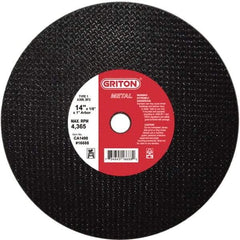 Value Collection - 14" 36 Grit Aluminum Oxide Cutoff Wheel - 1/8" Thick, 1" Arbor, 4,400 Max RPM, Use with Stationary Tools - Exact Industrial Supply