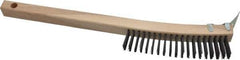Made in USA - 3 Rows x 19 Columns Wire Scratch Brush - 14" OAL, 1-3/16" Trim Length, Wood Toothbrush Handle - Exact Industrial Supply