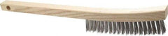 Made in USA - 3 Rows x 19 Columns Wire Scratch Brush - 6-1/4" Brush Length, 13-3/4" OAL, 1-1/8" Trim Length, Wood Toothbrush Handle - Exact Industrial Supply