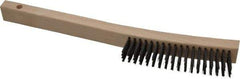 Made in USA - 4 Rows x 19 Columns Wire Scratch Brush - 6-1/4" Brush Length, 13-3/4" OAL, 1-3/16" Trim Length, Wood Toothbrush Handle - Exact Industrial Supply