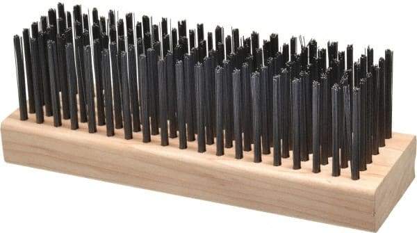 Made in USA - 6 Rows x 19 Columns Wire Scratch Brush - 7" OAL, 1-3/4" Trim Length, Wood Straight Handle - Exact Industrial Supply