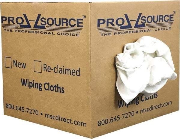 PRO-SOURCE - Virgin Cotton T-Shirt Rag - Lint-Free, White, 3 to 4 Pieces per Lb, Comes in Box - Exact Industrial Supply