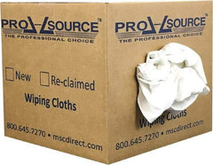 PRO-SOURCE - Virgin Cotton T-Shirt Rag - Lint-Free, White, 3 to 4 Pieces per Lb, Comes in Box - Exact Industrial Supply