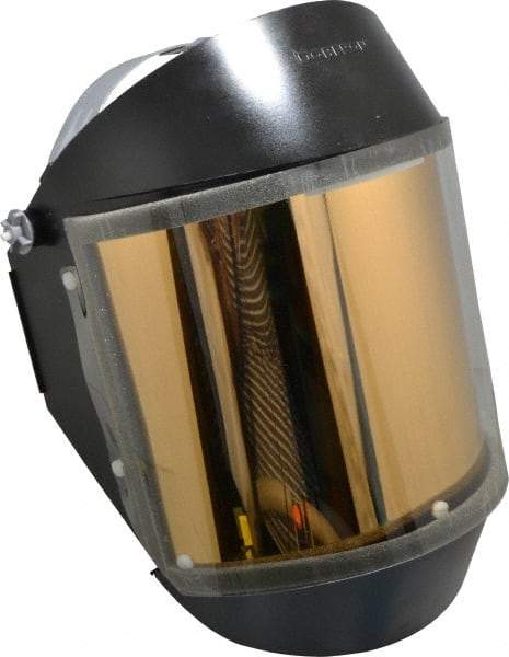 Oberon - Ratchet Adjustment, Welding Face Shield & Headgear Set - 14" Wide x 8" High x 0.015" Thick, Green Window - Exact Industrial Supply