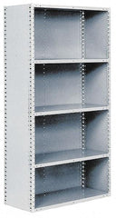 Hallowell - 5 Shelf, 800 Lb. Capacity, Closed Shelving Add-On Unit - 36 Inch Wide x 12 Inch Deep x 87 Inch High, Gray - Exact Industrial Supply