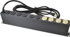Tripp-Lite - 12 Outlets, 120 Volts, 15 Amps, 15' Cord, Power Outlet Strip - Rack Mount, 5-15P NEMA Configuration, 17-1/2" Strip, ANSI C62.41, IEEE 587, IEEE 587 Category A Specifications, IEEE 587 Category B Specifications, UL1449 3rd Edition - Exact Industrial Supply