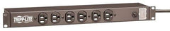 Tripp-Lite - 14 Outlets, 120 Volts, 15 Amps, 15' Cord, Power Outlet Strip - Rack Mount, 5-15P NEMA Configuration, 17-1/2" Strip, UL1449 3rd Edition - Exact Industrial Supply