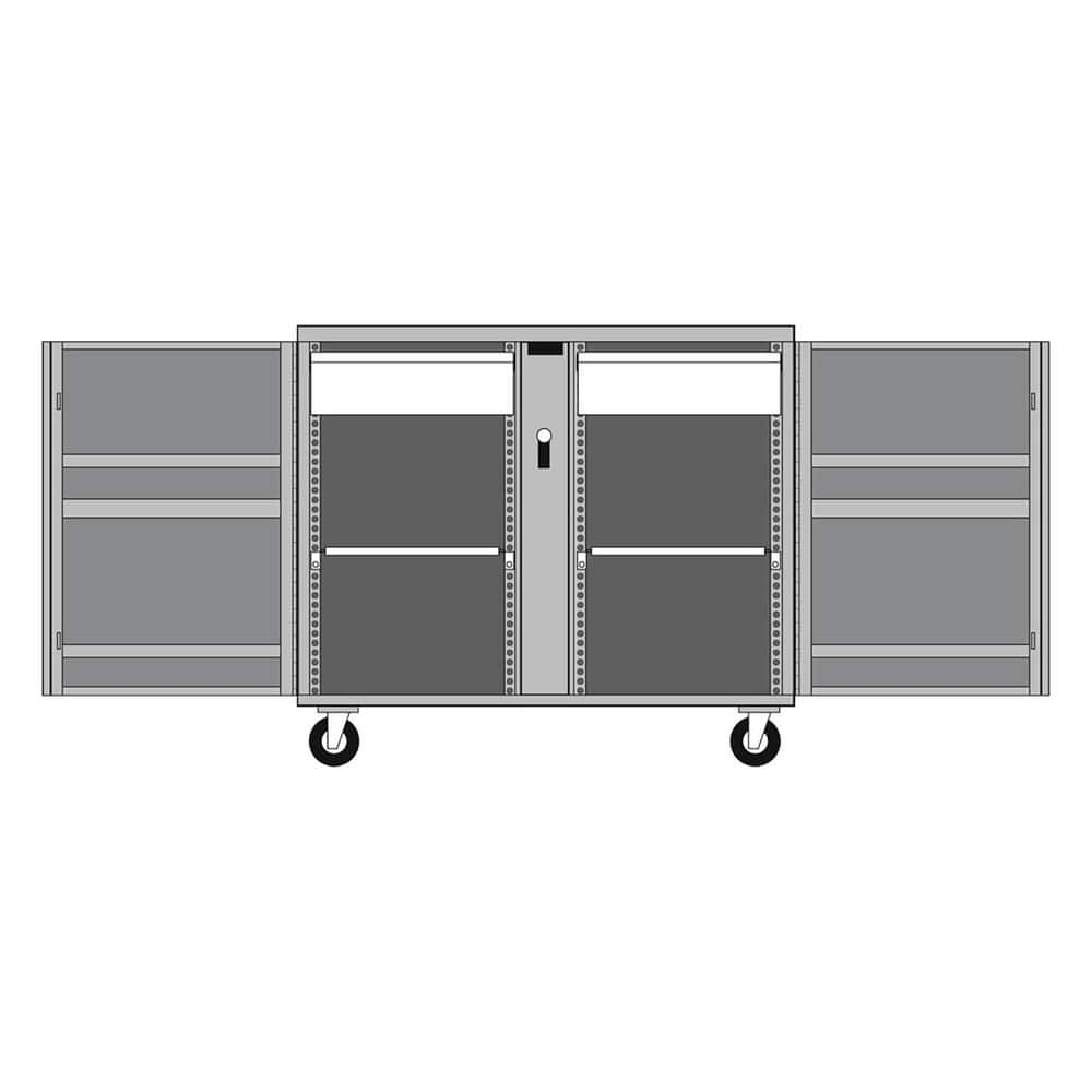 Job Site Tool Storage; Box Type: Job Site; Overall Weight Capacity: 2500 lb; Locking Mechanism: Keyed; Handle Type: Push Handle; Mobility: Mobile; Gauge: 18; Material: Steel; Wheel Diameter: 6 in; Finish: Powder Coated; Features: Fully adjustable interior