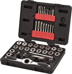 GearWrench - M3x0.50 to M12x1.75 Tap, M3x0.50 to M12x1.75 Die, BSP, Metric Coarse, Metric Fine, Tap and Die Set - Carbon Steel, Carbon Steel Taps, Plug, Taper Taps, Nonadjustable 1" Hex Size, 40 Piece Set with Plastic Case - Exact Industrial Supply