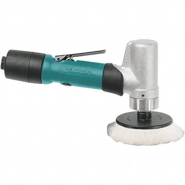 Dynabrade - 3" Pad Diam, 5,000 RPM, 0.4 hp, Handheld Pneumatic Buffer - 24 CFM, 3/8-24" Spindle Thread, 1/4 NPT Inlet - Exact Industrial Supply