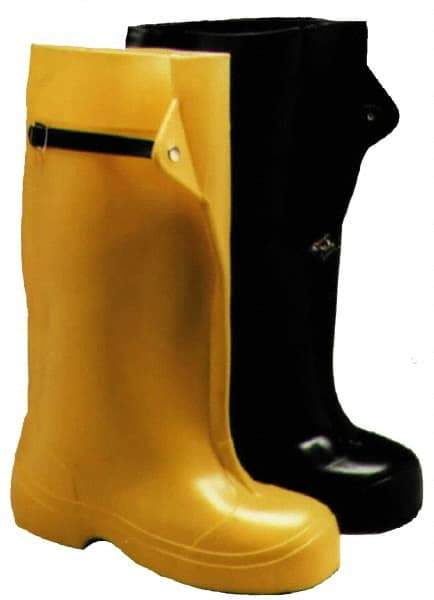 Winter Walking - Men's 13 Traction Overshoes - 15" High, Plain Toe, Nonslip Sole, PVC Upper, Black - Exact Industrial Supply