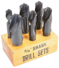 Drill Bit Set: Reduced Shank Drill Bits, 6 Pc, 118 °, High Speed Steel Oxide, Standard, Reduced Shank