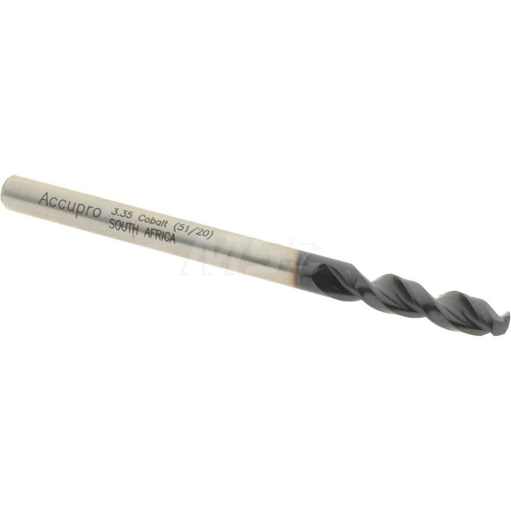 Screw Machine Length Drill Bit: 0.1319″ Dia, 130 °, Cobalt TiAlN Finish, Right Hand Cut, Parabolic Flute, Straight-Cylindrical Shank