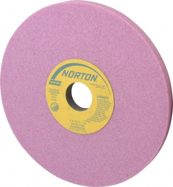 Norton - 8" Diam x 1-1/4" Hole x 1/2" Thick, I Hardness, 46 Grit Surface Grinding Wheel - Aluminum Oxide, Type 1, Coarse Grade, 3,105 Max RPM, Vitrified Bond, No Recess - Exact Industrial Supply