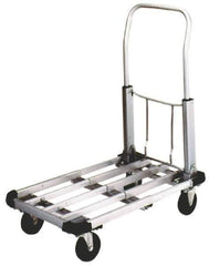 Value Collection - 350 Lb Capacity Aluminum Platform Truck - Aluminum Deck, 16" OAW, Hard Rubber Casters - Exact Industrial Supply