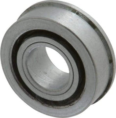 Value Collection - 1/2" Bore Diam, 1-3/16" OD, Open Unground Full Complement Radial Ball Bearing - With Flange, 1 Row, Round Bore, 533 Lb Dynamic Capacity - Exact Industrial Supply